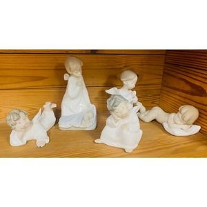 Set of 5 Lladro porcelain cherubs